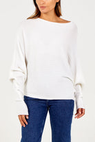 Batwing Ribbed Jumper JMF1 WearAll Cream One Size