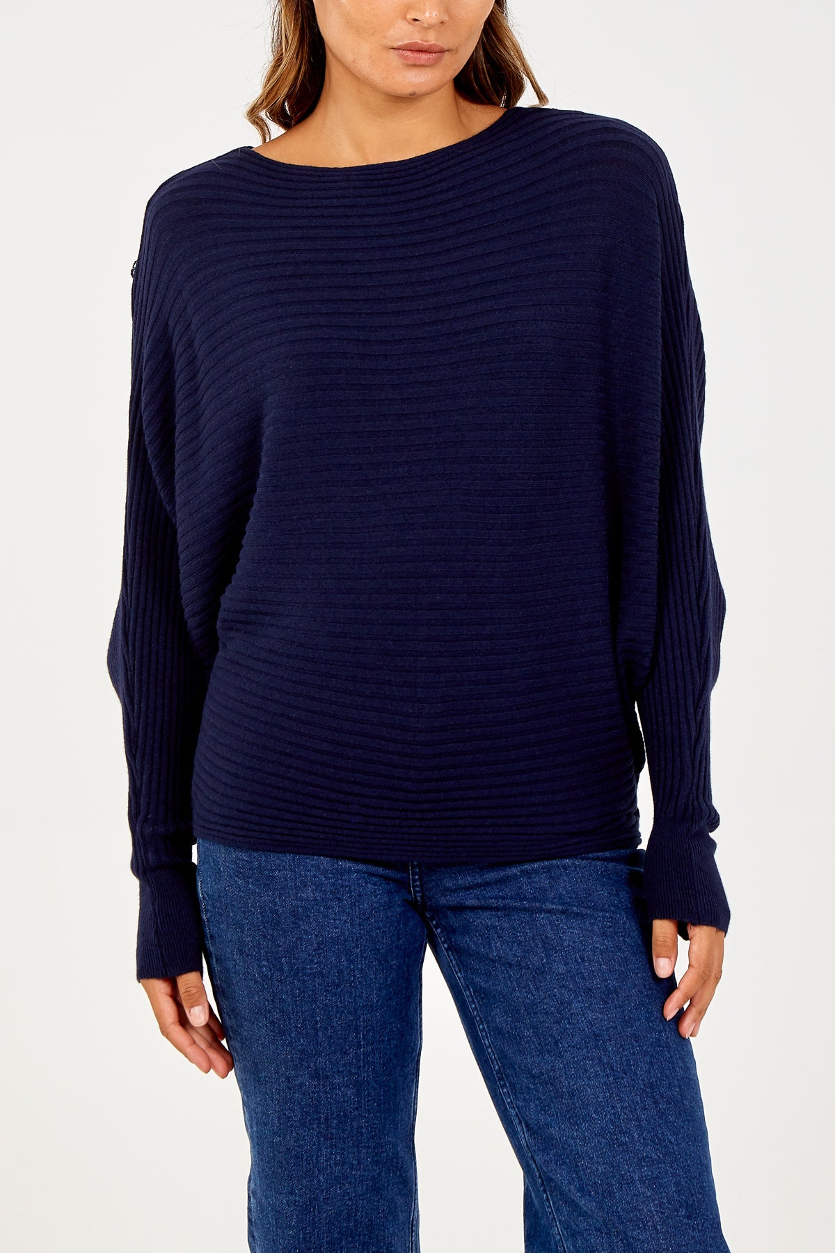 Batwing Ribbed Jumper JMF1 WearAll Navy One Size