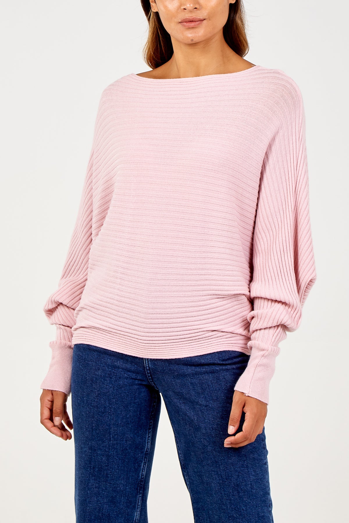 Batwing Ribbed Jumper JMF1 WearAll Pink One Size