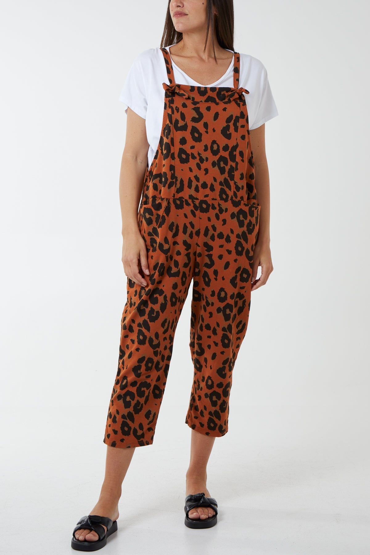 Leopard Print Dungarees Jump/Play WearAll Rust One Size
