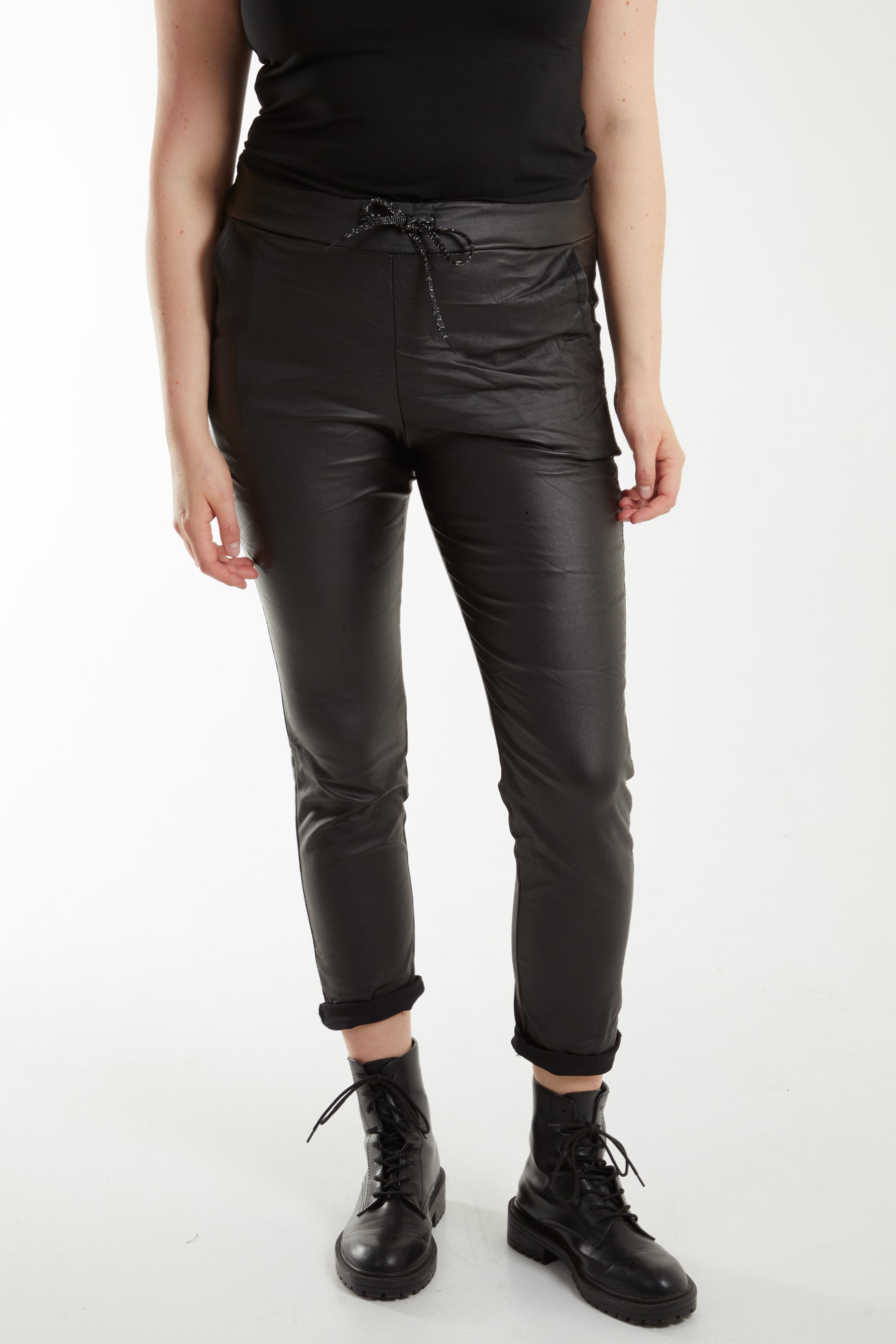 Magic Stretch PU Coated Crushed Trousers TRS1 WearAll Black One Size
