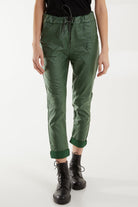 Magic Stretch PU Coated Crushed Trousers TRS1 WearAll Bottle Green One Size