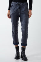 Magic Stretch PU Coated Crushed Trousers TRS1 WearAll Navy One Size