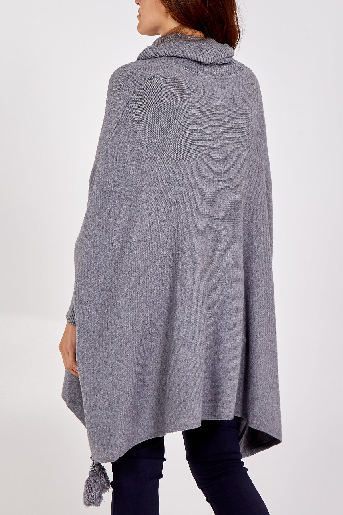 Roll Neck Tassel Poncho Style Jumper Cardigans & Ponchos WearAll