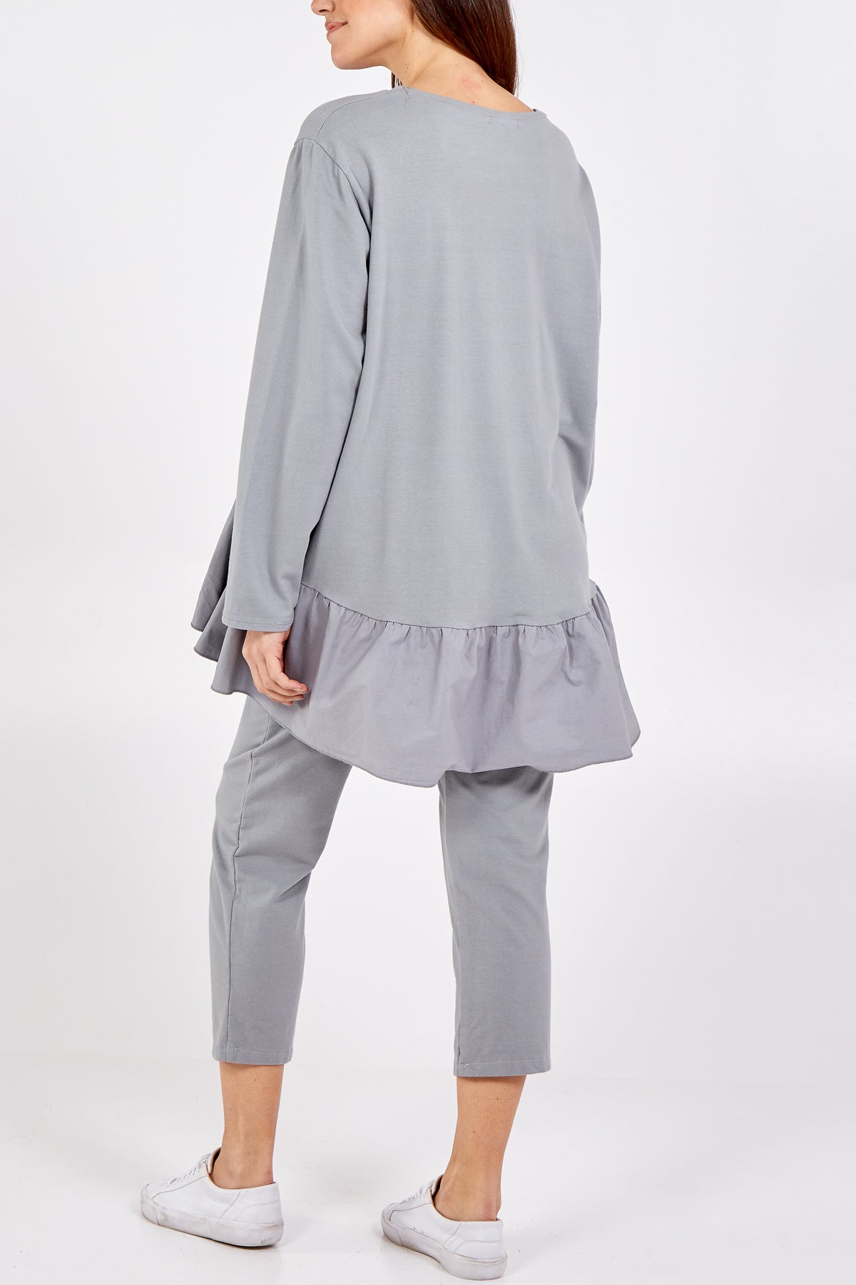 Asymmetrical Frill Hem Glitter Star Loungewear Set Set WearAll