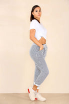 Italian Thin Stripes Print Drawstring Cotton Joggers Trouser WearAll