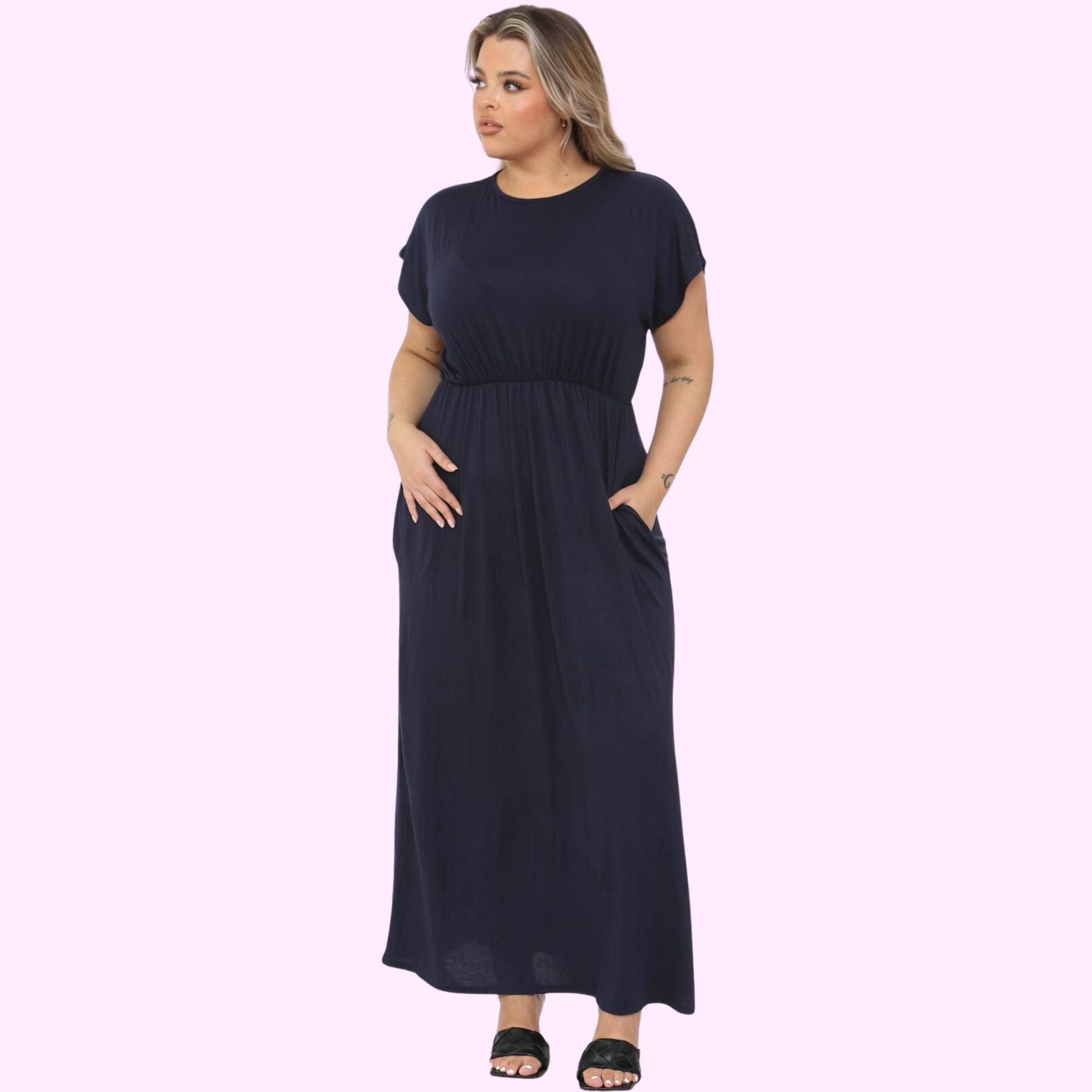 SHORT SLEEVE MAXI DRESS Dresses WearAll Navy 16-18