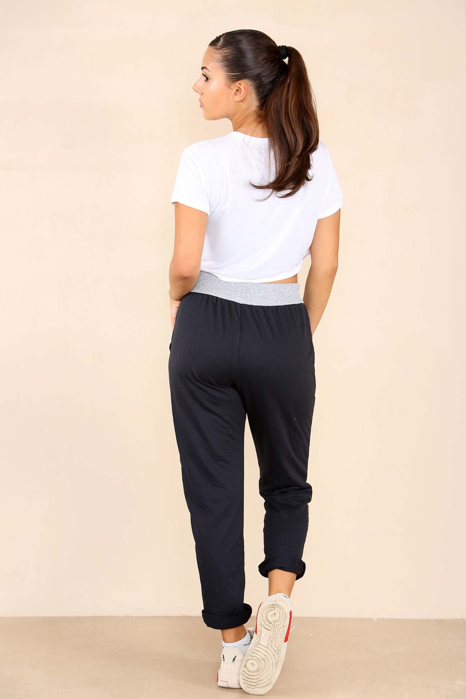 Italian Plain Drawstring Cotton Joggers Trouser WearAll