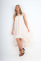 Italian Lace Neckline Dipped Hem Dress Dress WearAll
