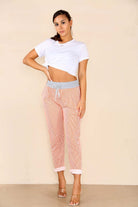 Italian Thin Stripes Print Drawstring Cotton Joggers Trouser WearAll