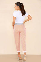 Italian Thin Stripes Print Drawstring Cotton Joggers Trouser WearAll