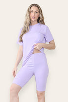 Ribbed Cycling Sorts Set Shorts WearAll Lilac 8-10