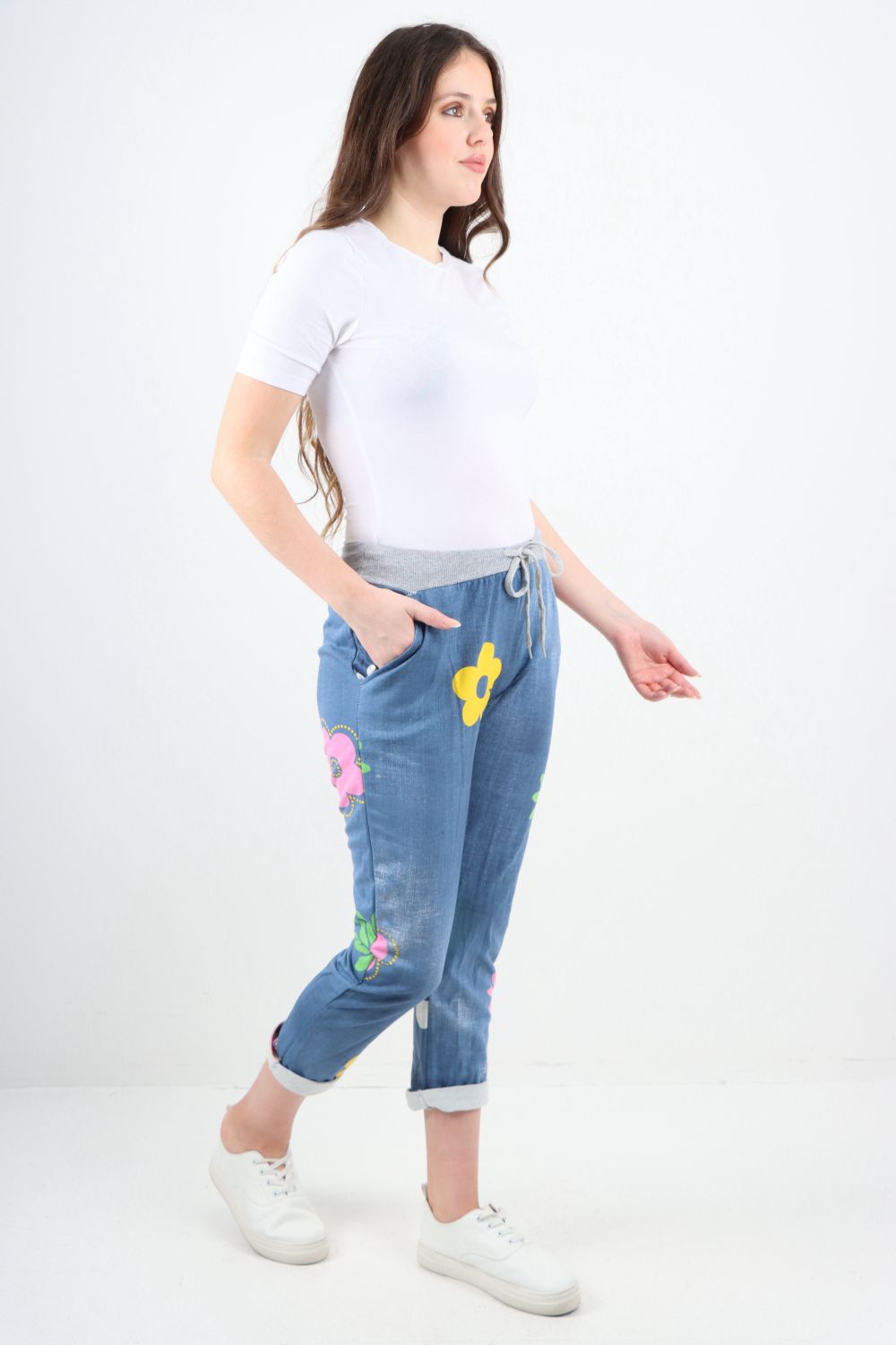 Daisy Flower Print Sweatpants Trousers WearAll