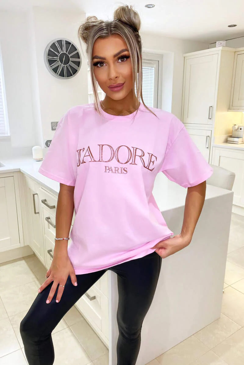 J'adore T-Shirt WearAll Pink 16-18