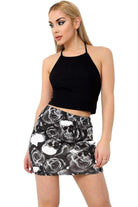 Plus Size Printed Mini Bodycon Short Skirts Skirt WearAll Skull Roses 16-18