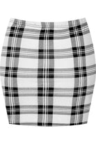 Plus Size Printed Mini Bodycon Short Skirts Skirt WearAll White Tartan 16-18
