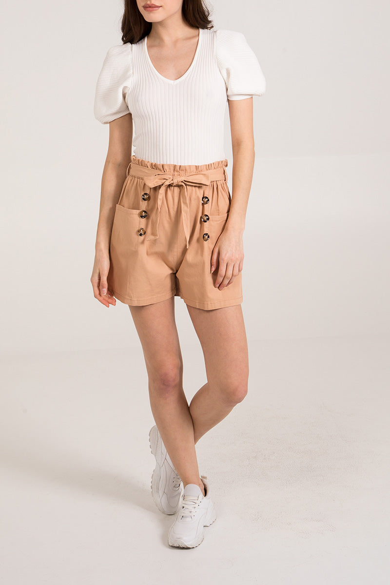 Stretch Paper Bag Shorts Shorts WearAll Camel Large