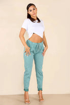 Plus Size Italian Glitter Drawstring Waistband Magic Pants Trouser WearAll