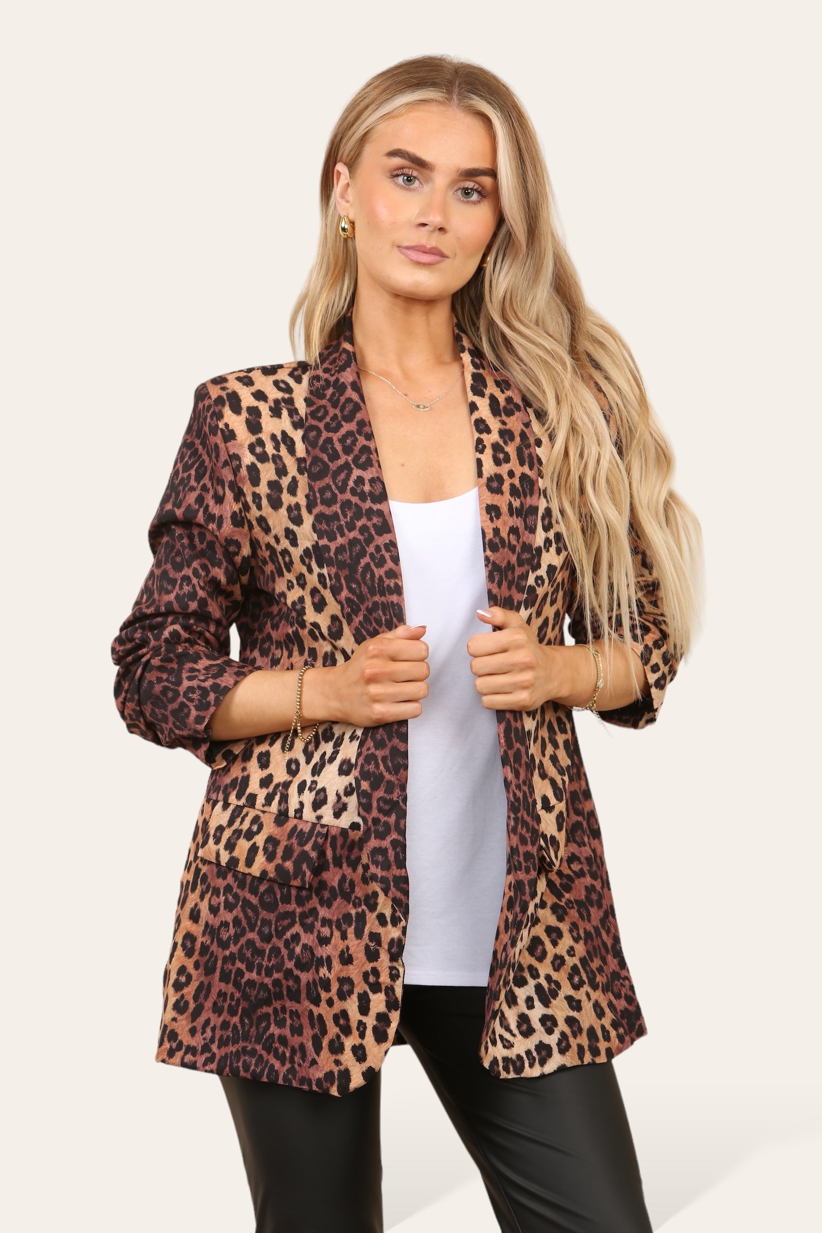 Blazer Leopard Print Jacket Jackets & Coat WearAll Small Leopard - Gold M