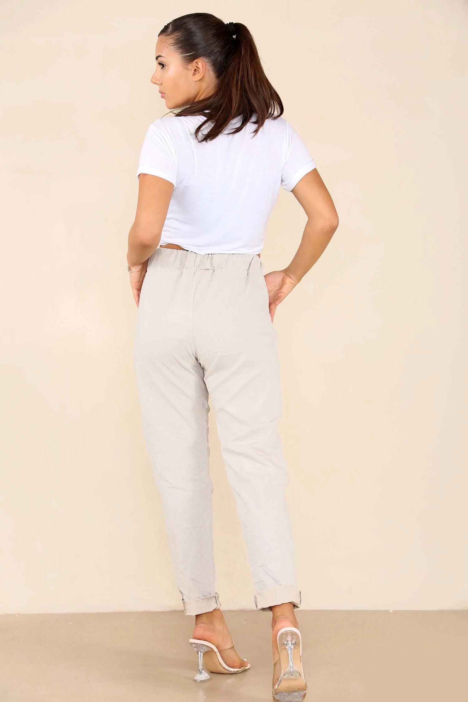 Plus Size Italian Glitter Drawstring Waistband Magic Pants Trouser WearAll