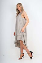 Italian Lace Neckline Dipped Hem Dress Dress WearAll