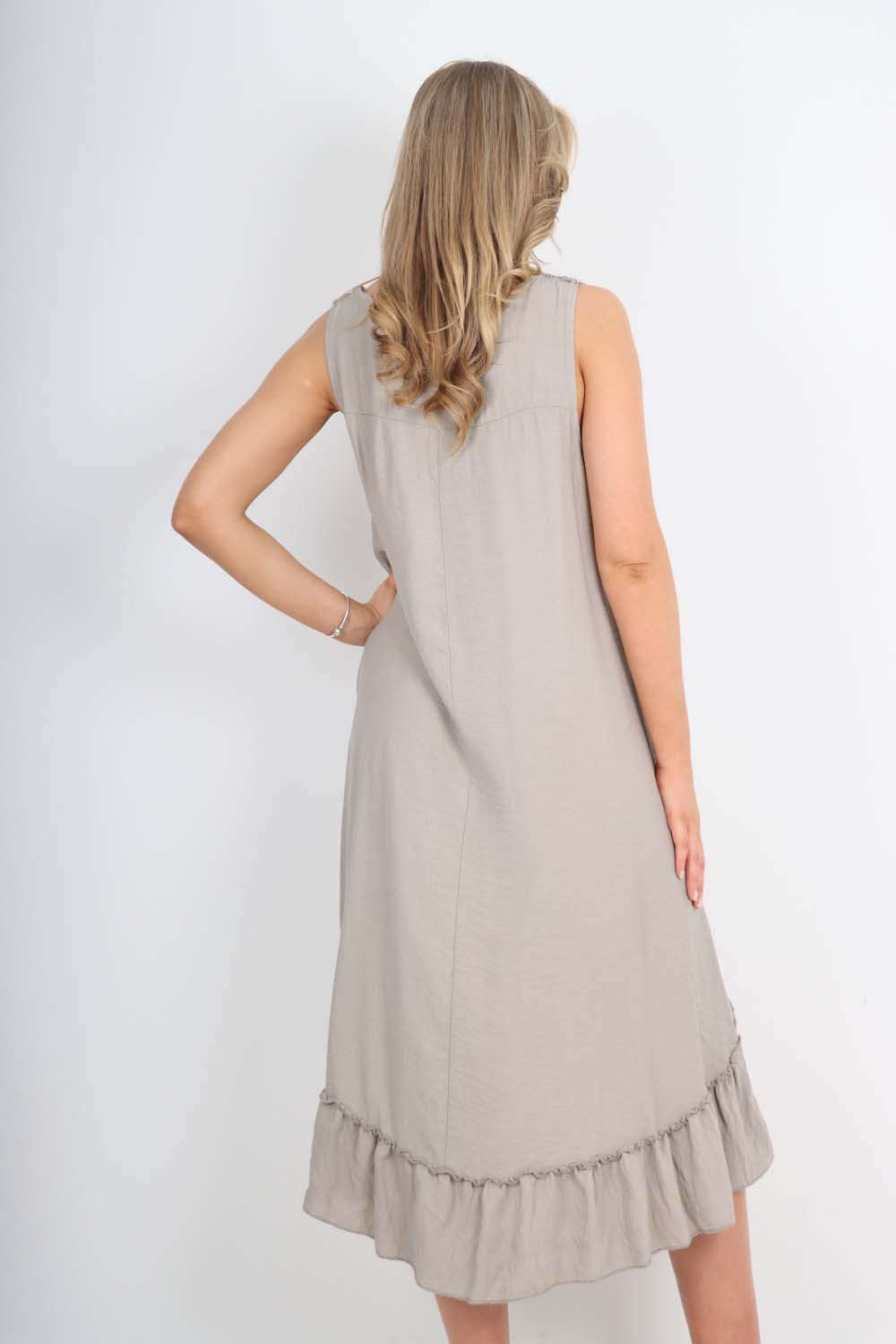 Italian Lace Neckline Dipped Hem Dress Dress WearAll