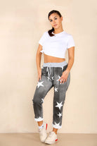 Italian Star Print Drawstring Cotton Joggers Trousers WearAll