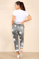 Italian Star Print Drawstring Cotton Joggers Trousers WearAll
