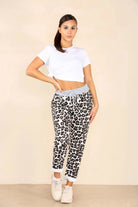 Plus Size Italian Leopard Print Drawstring Cotton Joggers Trouser WearAll Leopard Print 16
