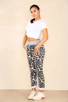 Plus Size Italian Leopard Print Drawstring Cotton Joggers Trouser WearAll