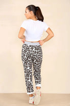Italian Leopard Print Drawstring Cotton Joggers Trouser WearAll