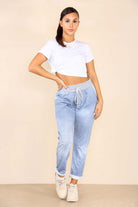 Plus Size Italian Plain Drawstring Cotton Joggers Trouser WearAll