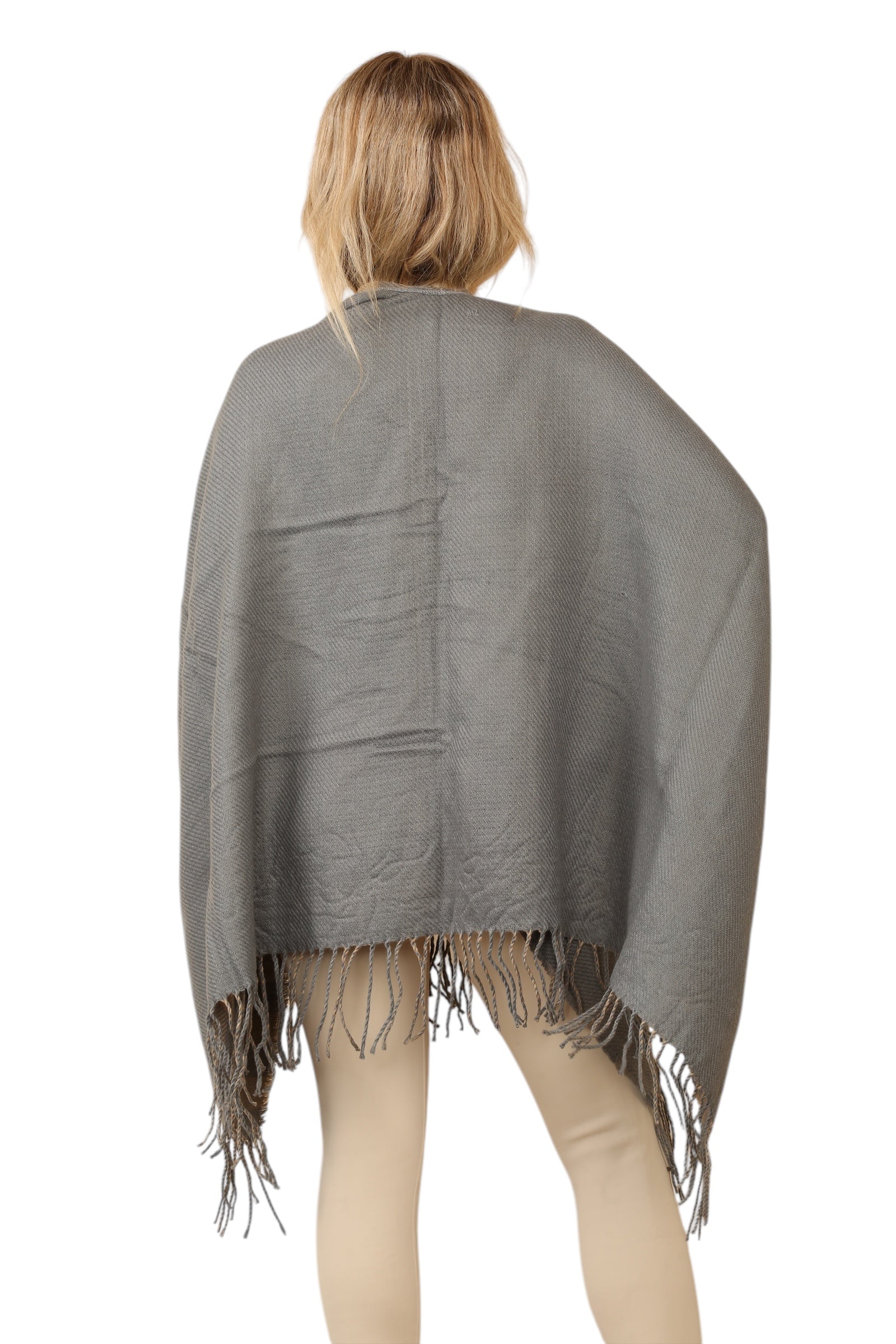 Reversible Plain Check Print Oversized Shawl Cardigan WearAll