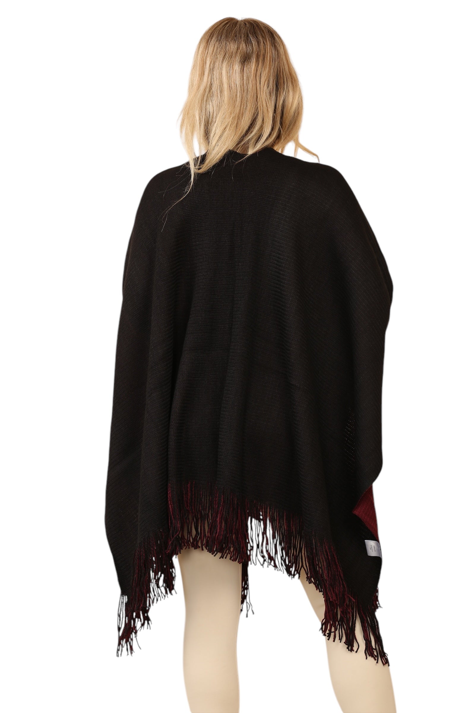 Reversible Plain Check Print Oversized Shawl Cardigan WearAll