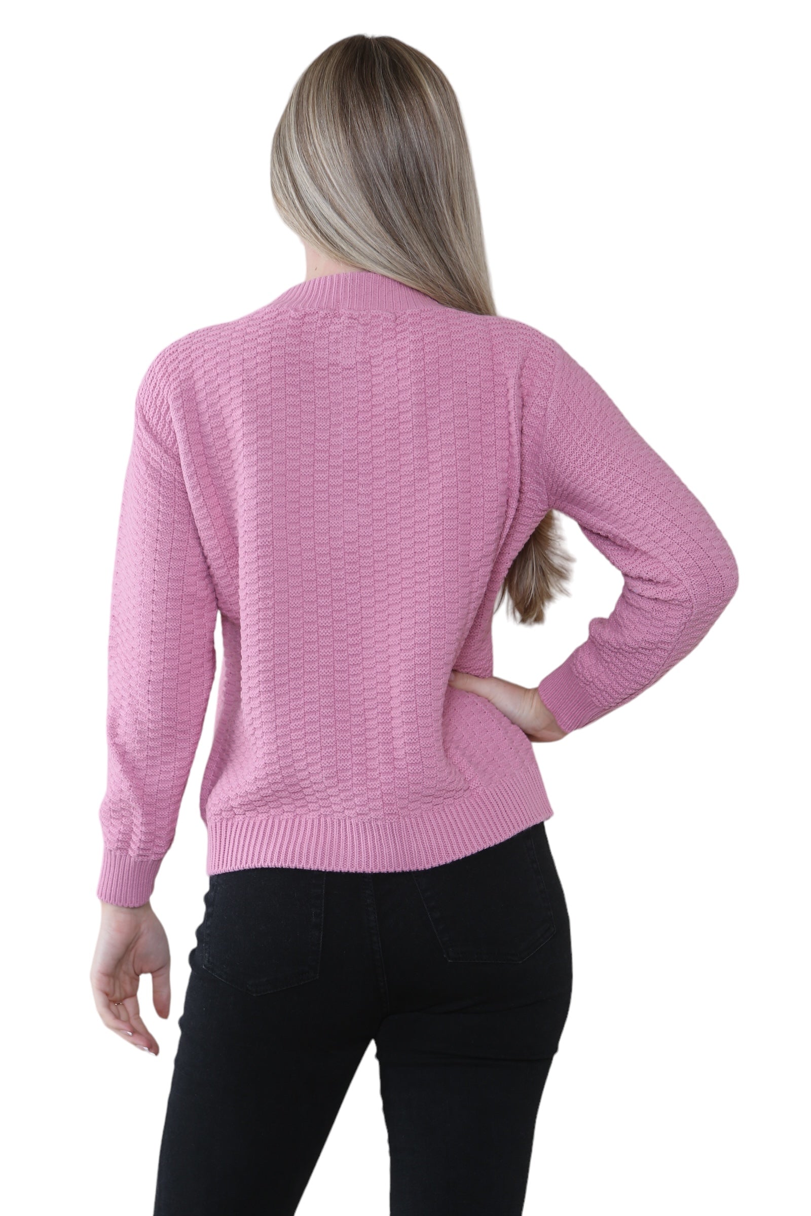 Women's Knitted Winter Cardigan Long Sleeve Warmth with Crew Neck & Ribbed Knit Cardigan WearAll