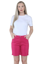 Women Button Shorts WearAll Cerise 10