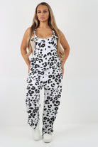 Dungaree Leopard Print Jersey Jumpsuits Dungarees WearAll Big Leopard White 8-10
