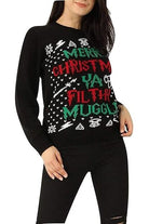 Merry Christmas Snowflake Jumper- Wine Black Navy Blue Grey Red Tops WearAll Ya Filthy Muggal Black 8-10