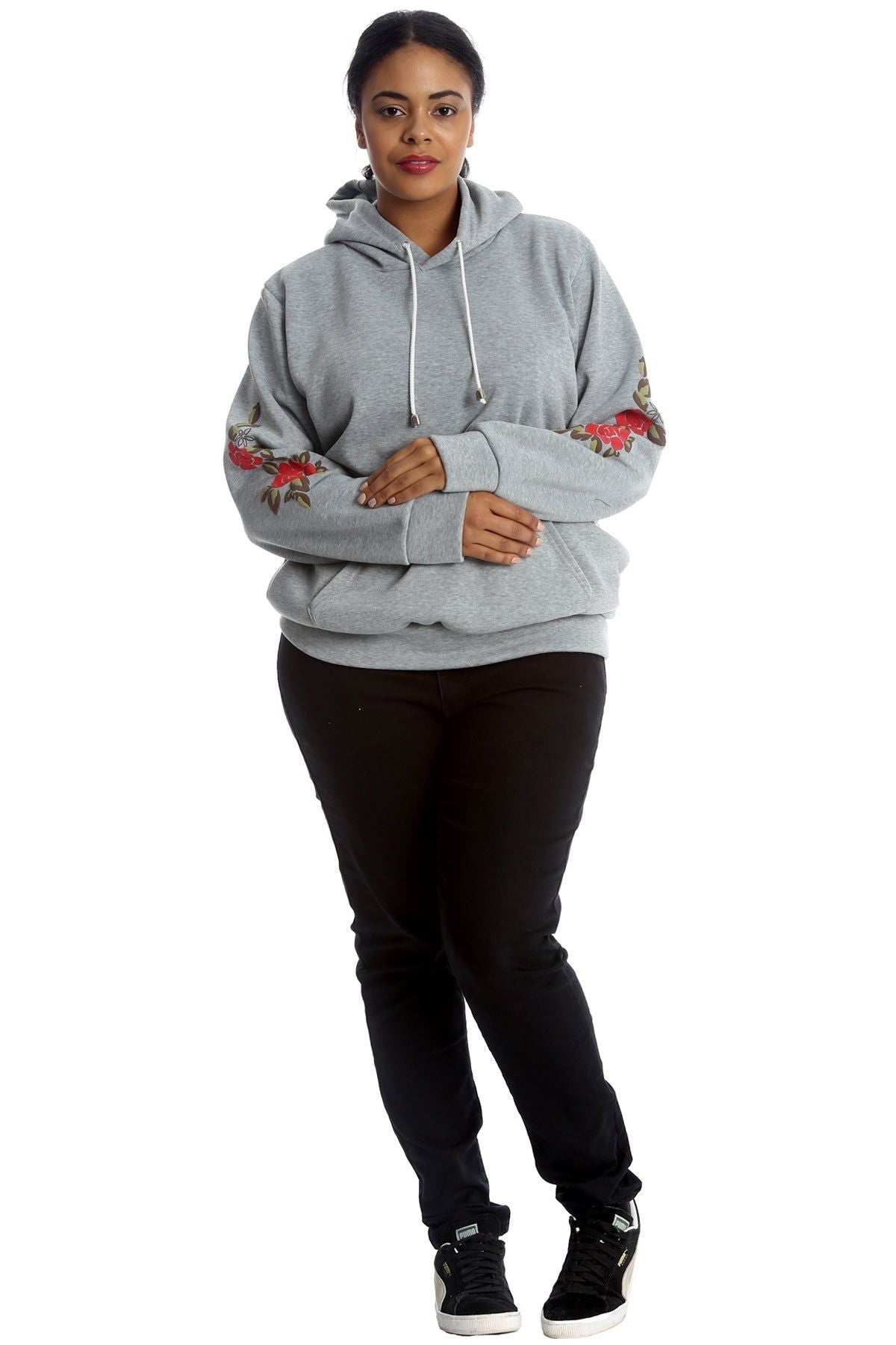 Embroidered Pouch Pocket Sweatshirt Tops WearAll