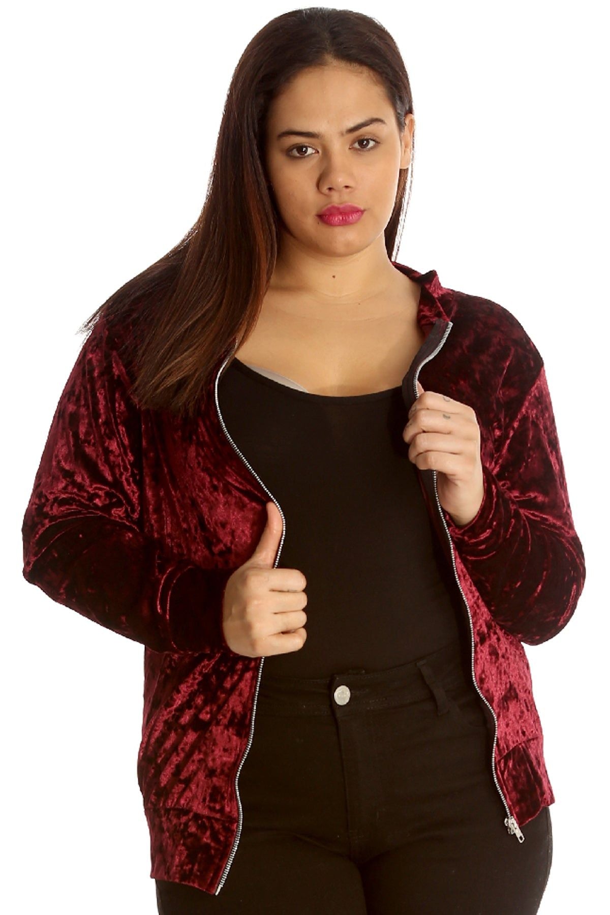 Long Sleeve Velour Velvet Bomber Jacket Jacket WearAll
