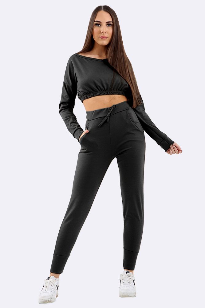 Co-Ord 2 Piece Loungewear Suit Set Loungewear WearAll Black 8-10