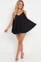 Pleated Cami Vest Top Tops WearAll Black 8