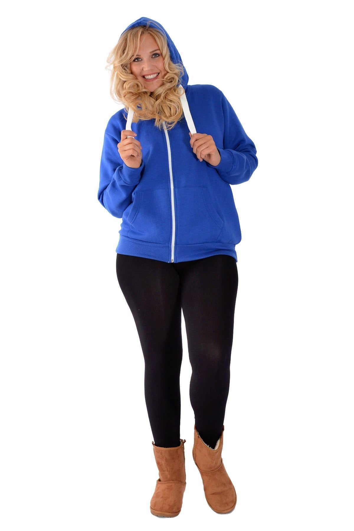 Pocket Plain Zip Hoodie Tops WearAll