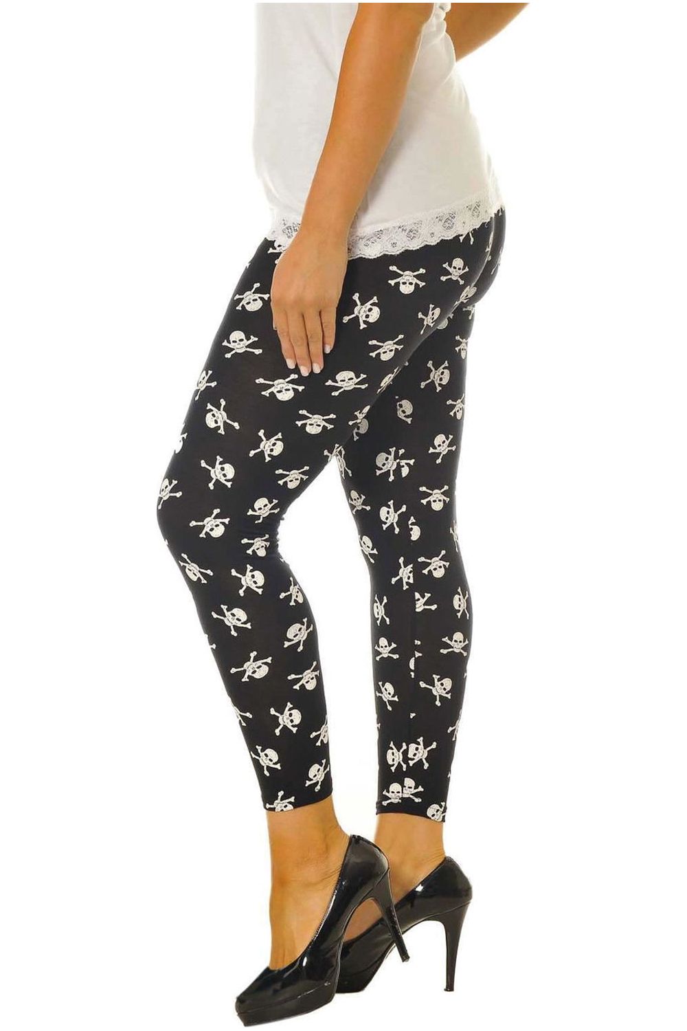 Skull Bones Pirate Print Leggings Leggings WearAll