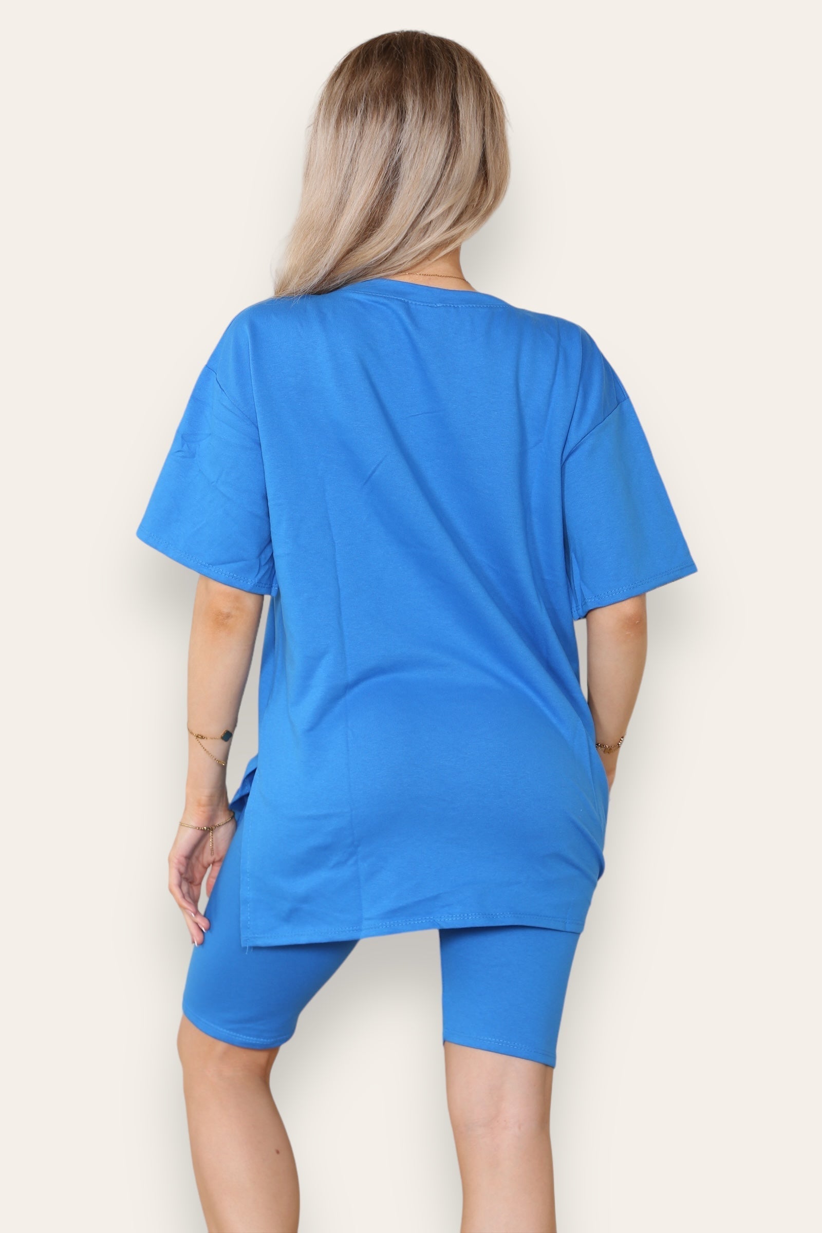 Amour Side Slit Cycling Short and T-Shirts Co-Ord Two Piece Set with Front Amour Slogan Co-Ord WearAll