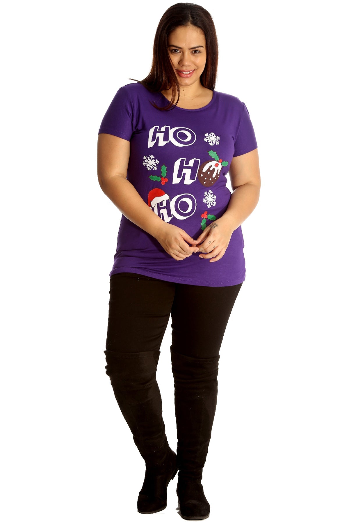 Holly Snowflake Christmas Short Sleeve Top Tops WearAll