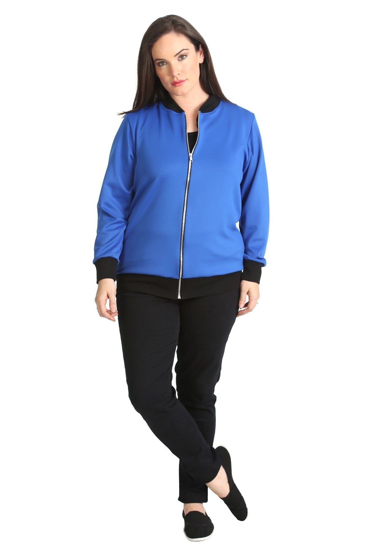 Plain Bomber Jacket Sleeve Top Jacket WearAll