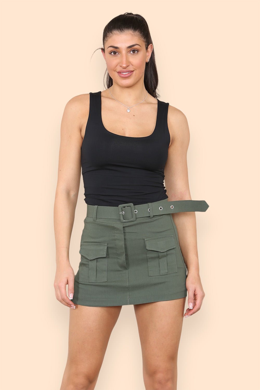 Belted Cargo Skort Skirt WearAll