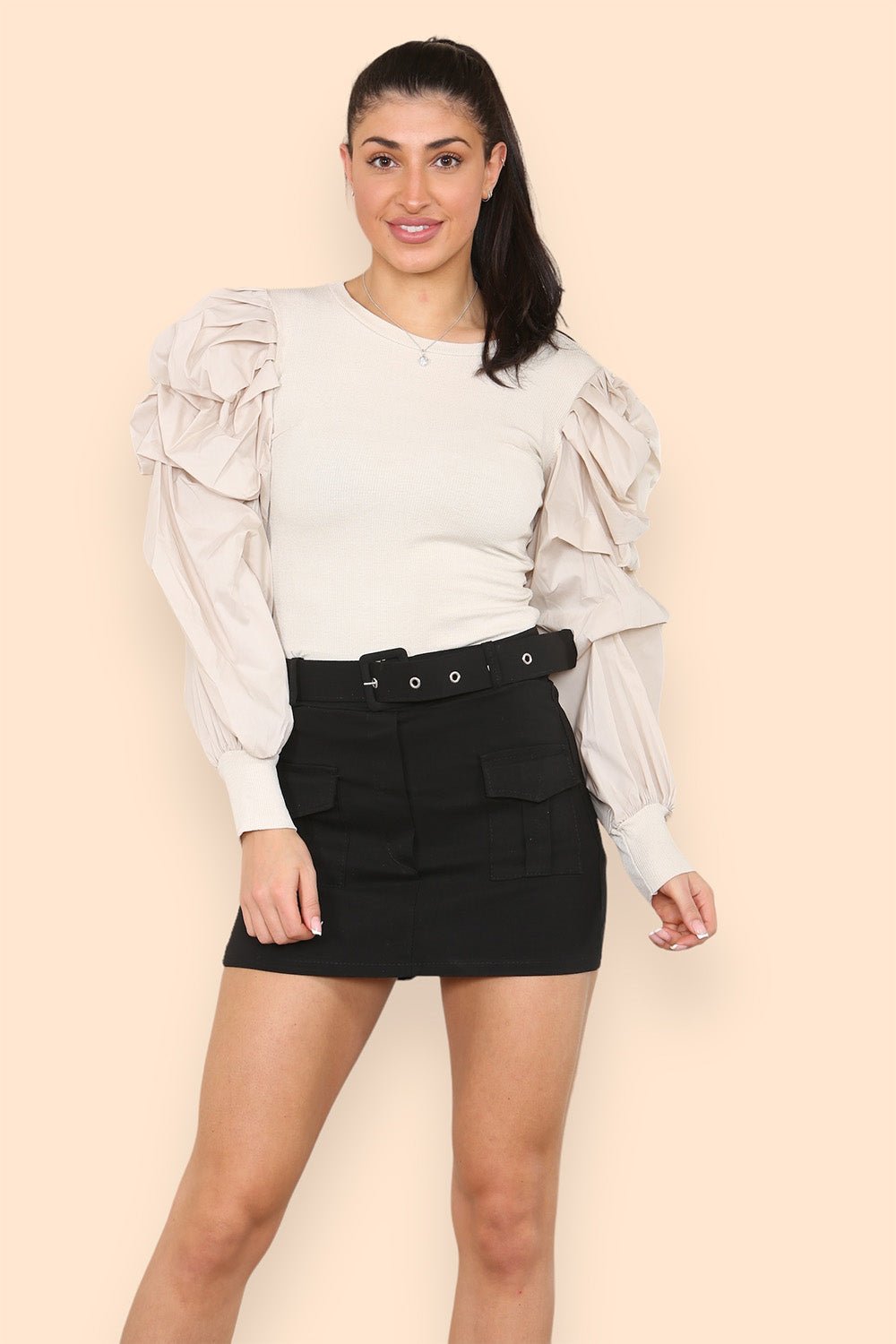 Belted Cargo Skorts Skirts & Shorts WearAll Black XS