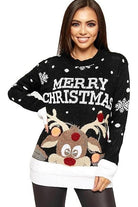 Merry Christmas Snowflake Jumper - Black, Red, Grey Tops WearAll